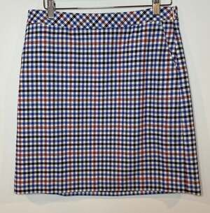 NWT Talbots Skirt Straight Red White Blue Check Size 10P Petite New